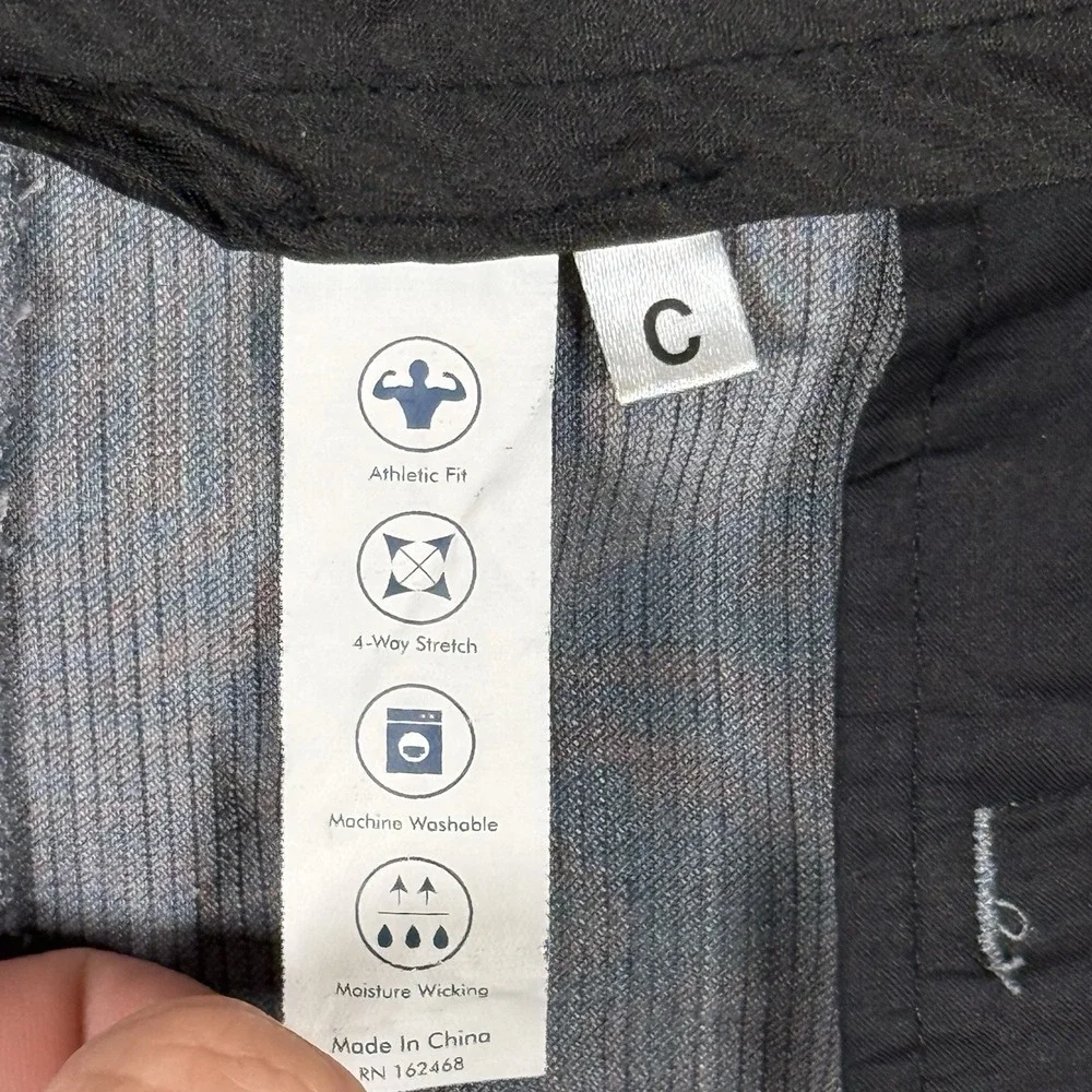 State & Liberty Athletic Fit Stretch Pants Mens C 38x29 Heathered Navy Pleated